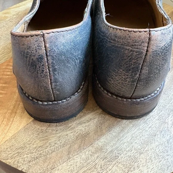 Bed Stu Cobbler series distressed leather and canvas grey blue barely worn - Picture 2 of 4